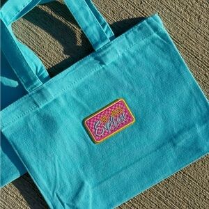 Turquoise Canvas MINI Tote Bag with Patch
